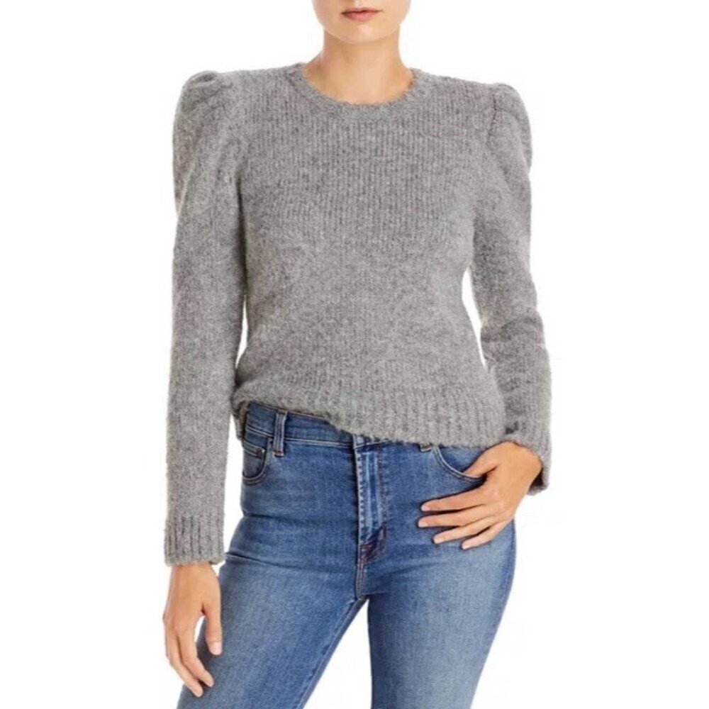 DEREK LAM 10 CROSBY Size Large Gray Puff Sleeve Alpaca Wool Blend  Sweater